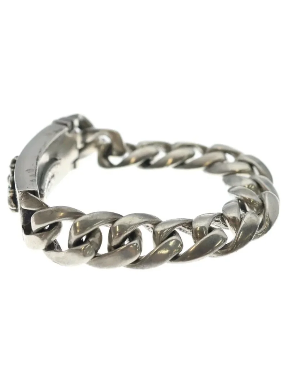 Chrome Hearts ID Floral Crs Cross ID Classic Link Bracelet Silver